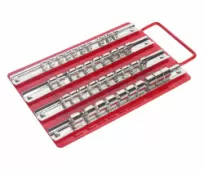 Лоток с реечными держателями головок JTC 3412 (1/4"х10 шт., 3/8х20 шт., 1/2"х10 шт., 250х150 мм)